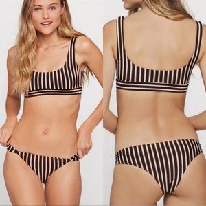 Space Bikini Miller bronze metallic Horizon Stripe La Jolla swimsuit Set
